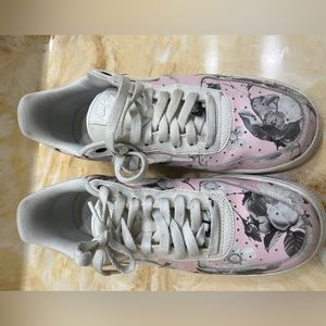Women’s 10 Pink Air Force One with grey flowers
